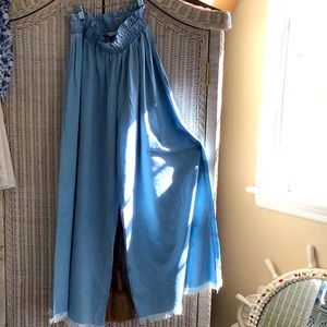 Women’s elastic waisted tencel wide leg pants